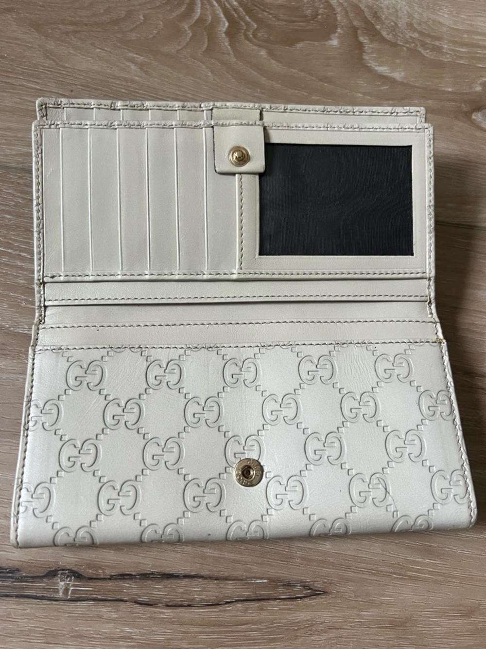 GUCCI Monogram GG Double Flap Snap leather Wallet with unbranded chain - Picture 5 of 16